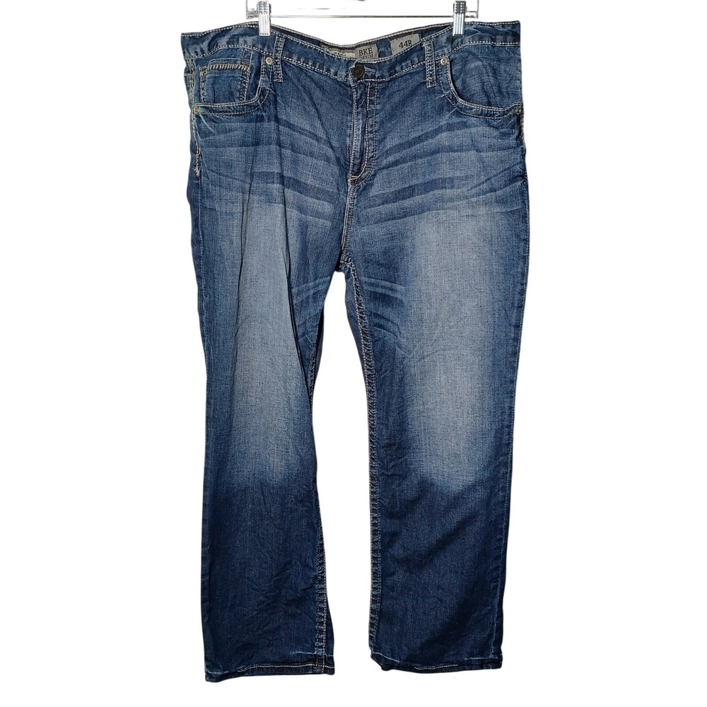 BKE Seth Jeans Mens 44R (measures 42X30) Blue Distressed Denim Cotton Blend
